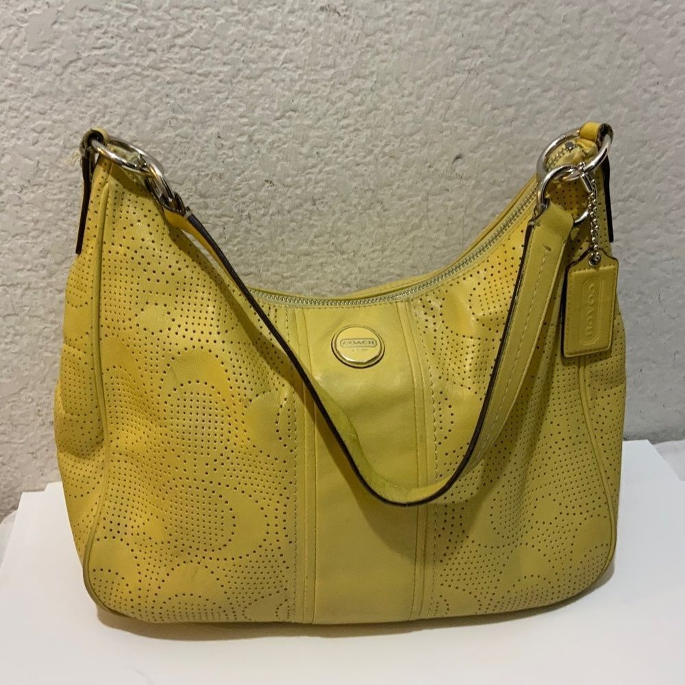 Coach Lemon Curd Yellow Logo Top Handle Bag - Women's Purse Handbag